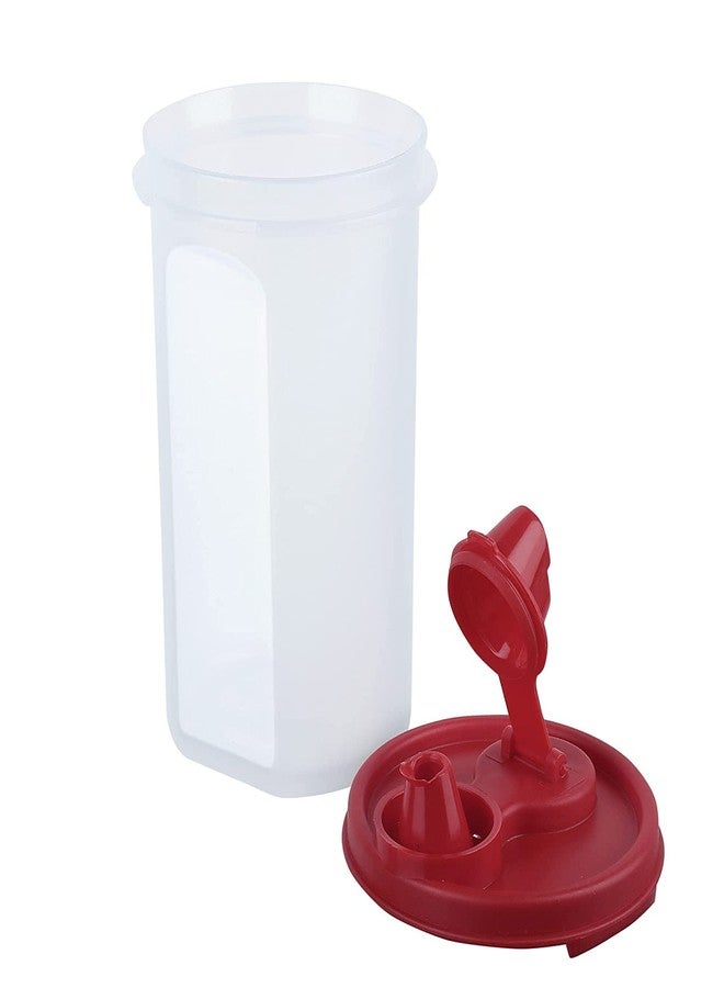 Cutting EDGE Smart Oil Dispenser Storage 585ml Litre (Set of 8) Air-Tight & Leak Resistant Plastic Round Modular Container - for Vinegar, Sauces, Olive & Refined Oils (Dark Red) - Image 4